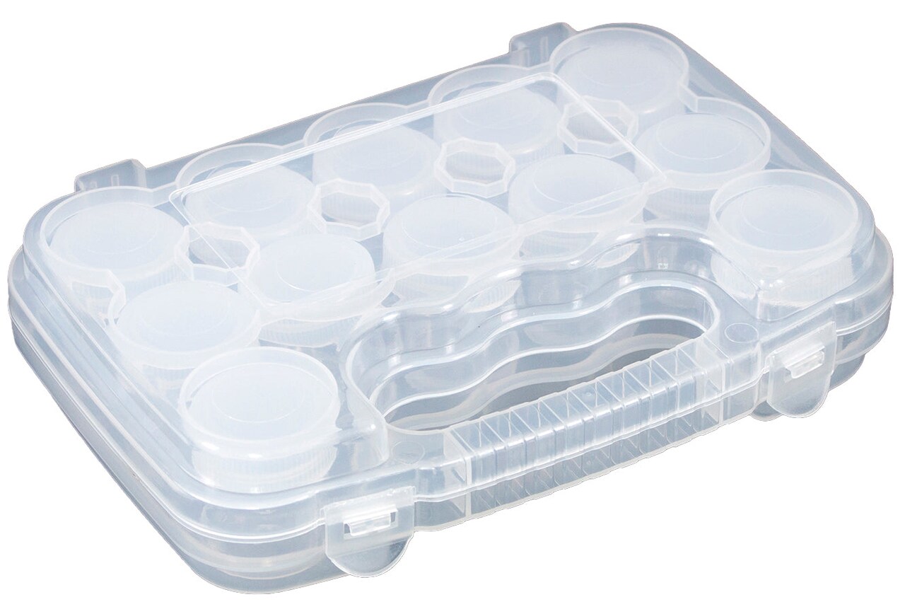 Everything Mary 12-Compartment Bead Storage Case with Removable Jars – Portable Organizer for Jewelry, Sewing, and Craft Supplies